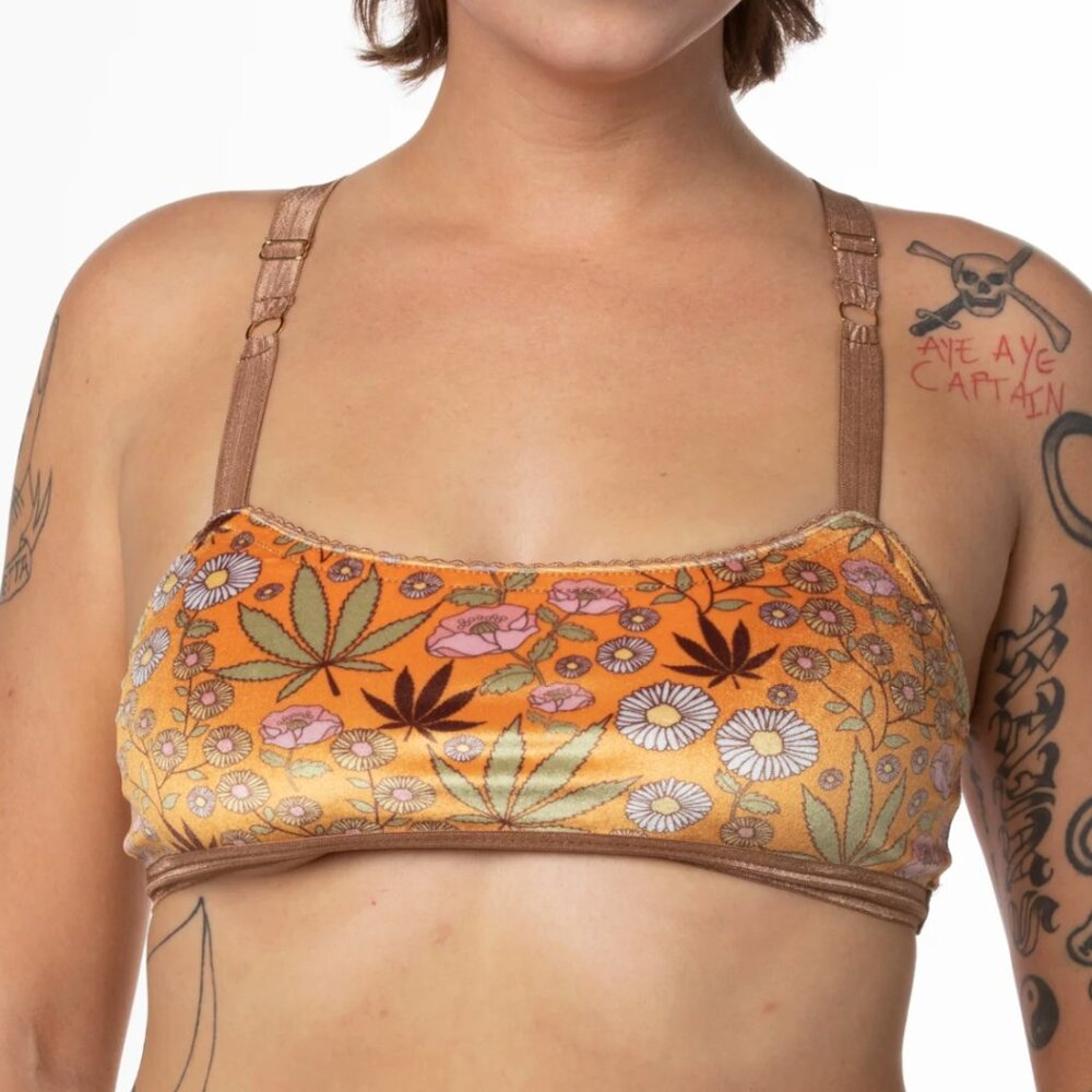 Solstice Intimates Sungrown Printed Velvet Underwear and Bralette Set (XXL)
